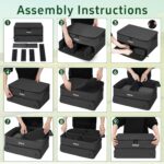 Black ANILD golf trunk organizer with two layers, showing a ventilated shoe compartment and main storage area.