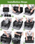 Black BAIXIXIG Golf Trunk Organizer, showing two layers of storage and multiple zippered pockets, made from Oxford fabric.