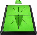 Cosportic Golf Hitting Mat showing a golf club impact mark on its surface, with a spare mat beside it.