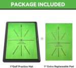 Cosportic Golf Hitting Mat showing a golf club impact mark on its surface, with a spare mat beside it.