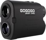 Gogogo Sport Vpro GS03 golf and hunting rangefinder with included carrying case and accessories.