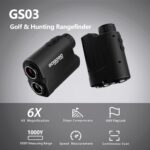 Gogogo Sport Vpro GS03 golf and hunting rangefinder with included carrying case and accessories.