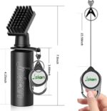 Black Jiskan Pro Golf Club Brush Cleaner with a squeeze water bottle and attached retainer clip, ready for use.