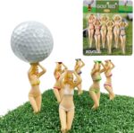 A set of six KOFULL novelty golf tees in various bright colors and humorous shapes, packaged in a gift box.
