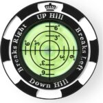 Black Prodigora SlopeMaster ProGreen Reader golf ball marker with a clear bubble level for green reading