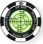 Black Prodigora SlopeMaster ProGreen Reader golf ball marker with a clear bubble level for green reading