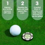 Black Prodigora SlopeMaster ProGreen Reader golf ball marker with a clear bubble level for green reading