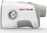 SIGHTFLAG GF2 Golf Rangefinder in gray, showing its compact size and display, with included accessories.
