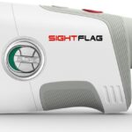 SIGHTFLAG GF2 Golf Rangefinder in gray, showing its compact size and display, with included accessories.