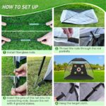 Zensouds 10x7FT black golf hitting net with multiple targets, shown with a golf practice mat and golf balls.